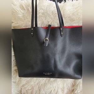 Victoria's Secret Red and Black Tote Faux Leather